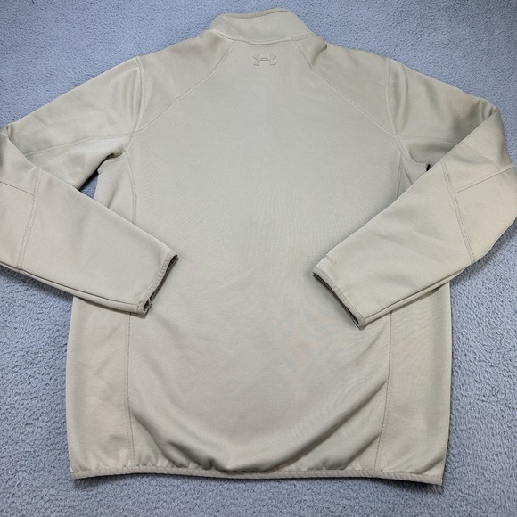 Under Armour Sweater Men's Large Storm Coldgear 1/4 Zip Ivory Pullover Loose Fit - Picture 5 of 7